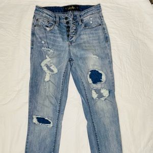 Boyfriend jeans, medium blue wash, size 5
